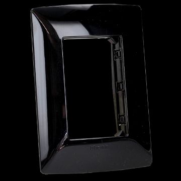 Imagen de PLACA RESINA 3 MOD NEGRO OBSIDIANA C/CHASIS BTICINO MX QZ4803M3NR