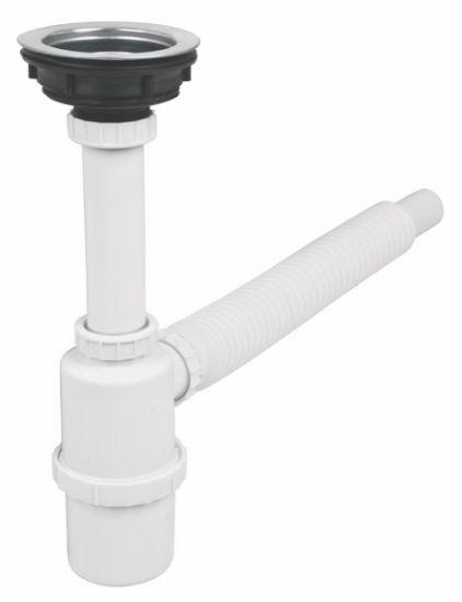 Imagen de CESPOL PVC PARA FREGADERO C/CONTRACANASTA DE ACERO INOXIDABLE FOSET CE-292