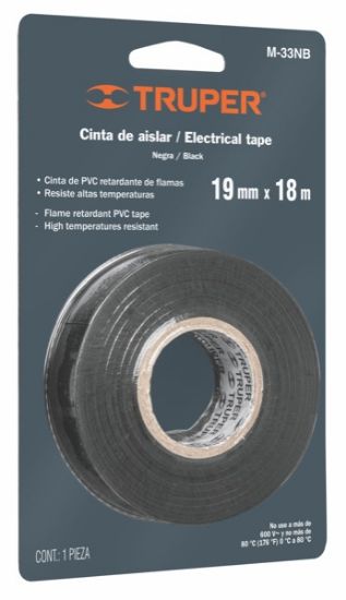 Imagen de D 8 CINTA DE AISLAR # 33 18M NEGRA EN BLISTER TRUPER M-33NB