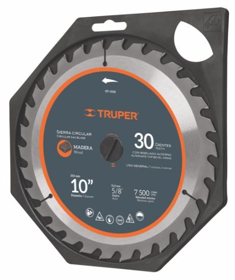 Imagen de D 3 SIERRA CIRCULAR P/MADERA 10 PULG 30 DIENTES CENTRO 5/8 TRUPER ST-1030