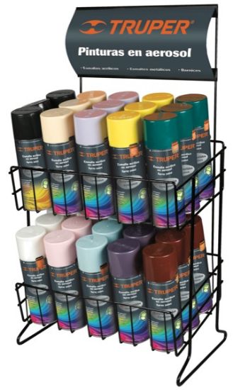 Imagen de D 1 RACK PARA PINTURAS EN AEROSOL CHICO PARA 30 PIEZAS TRUPER R-PINT-A