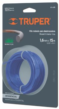 Imagen de HILO REDONDO PARA DESBROZADORA, 15 M LARGO, 1.6 MM, BLISTER TRUPER HTA-65B