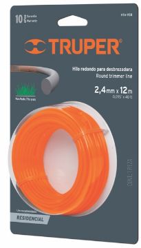 Imagen de HILO REDONDO PARA DESBROZADORA, 12 M LARGO, 2.4 MM, BLISTER TRUPER HTA-95B