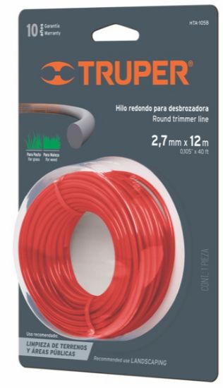 Imagen de HILO REDONDO PARA DESBROZADORA, 12 M LARGO, 2.7 MM, BLISTER TRUPER HTA-105B