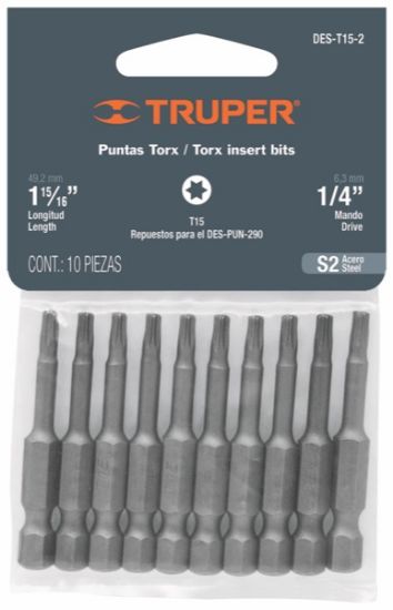 Imagen de D 1 REPUESTO PARA DESPACHADOR PUNTAS TORX T15 2 PULG TRUPER DES-T15-2