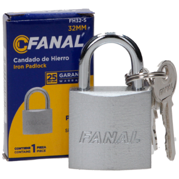 Imagen de CANDADO 32 MM CAJA C/12 PZAS HIERRO PLATEADO FANAL FH32-S