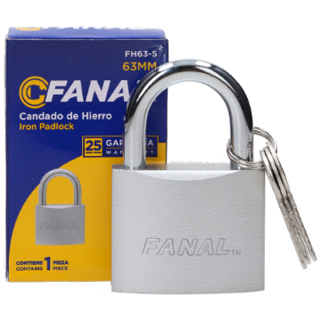 Imagen de CANDADO 63 MM CAJA C/6 PZAS HIERRO PLATEADO FANAL FH63-S