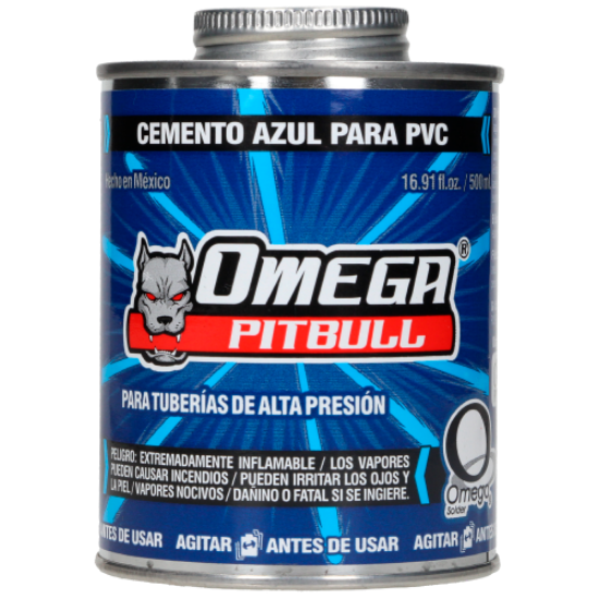 Imagen de PEGAMENTO PVC 500 ML AZUL CONDICIONES HUMEDAS OMEGA CA100012