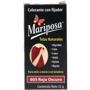 Imagen de COLORANTE ROJO OSCURO 605 C/32GR PASTILLA MARIPOSA 10605