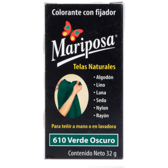 Imagen de COLORANTE VERDE OSCURO 610 C/32 GR PASTILLA MARIPOSA 10610