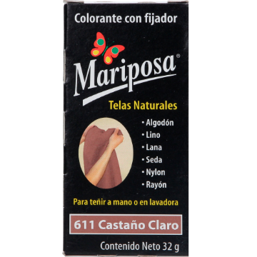 Imagen de COLORANTE CASTAÑO CLARO 611 C/32 GR PASTILLA MARIPOSA 10611