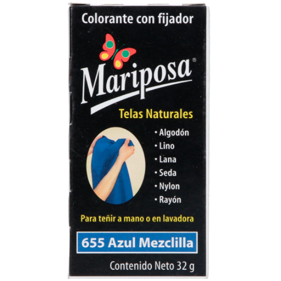 Imagen de COLORANTE AZUL MEZCLILLA 655 C/32 GR PASTILLA MARIPOSA 10655