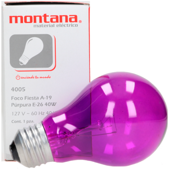 Imagen de FOCO FIESTA PURPURA 40 W  A-19 MONTANA 4005