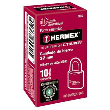 Imagen de CANDADOS DE HIERRO 32MM GANCHO STD HERMEX CH-32