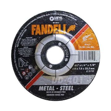 Imagen de DISCO DE DESBASTE METAL 4 1/2" 115 X 7.0 X 22.2 FANDELI 72950